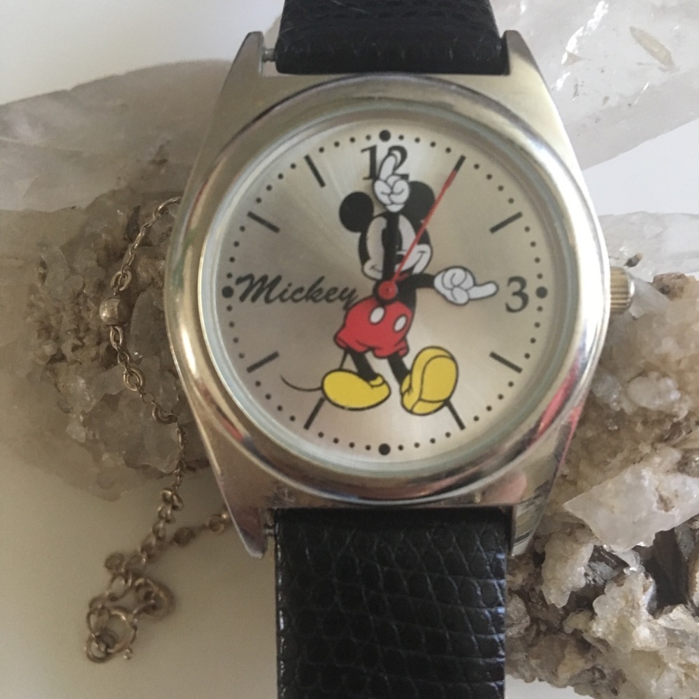 Authentic Disney  watch with black leather strap